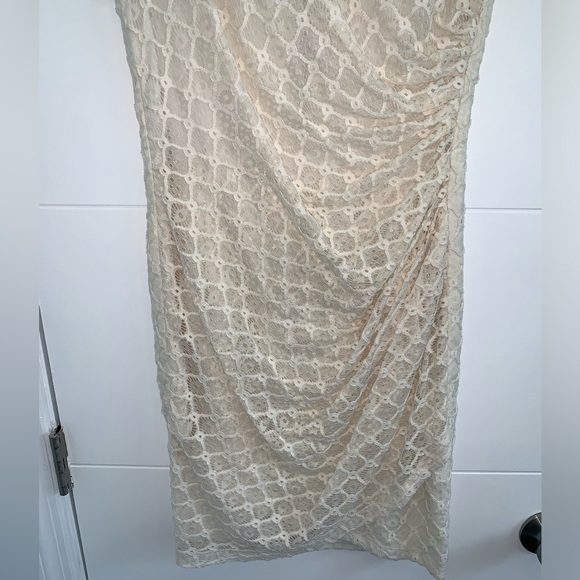 Sea New York Lace Beige Rouched MIDI Dress 6 - Picture 4 of 5